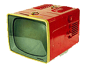 A Red RCA  9-PT-7010 TV set from 1954.